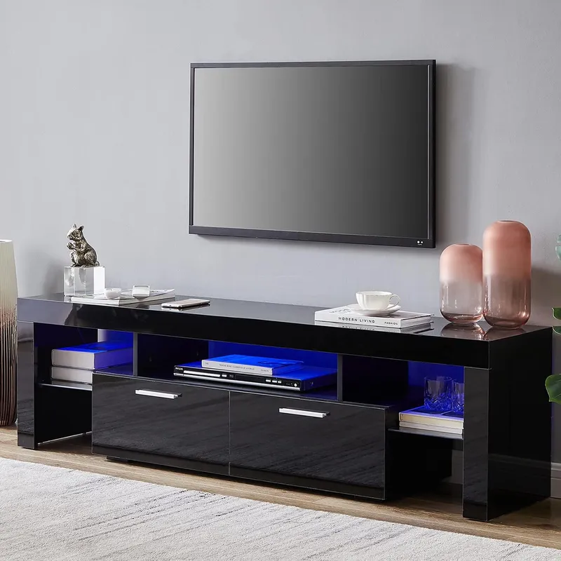 Nrizc Black LED TV Stand for 75 Inch TV