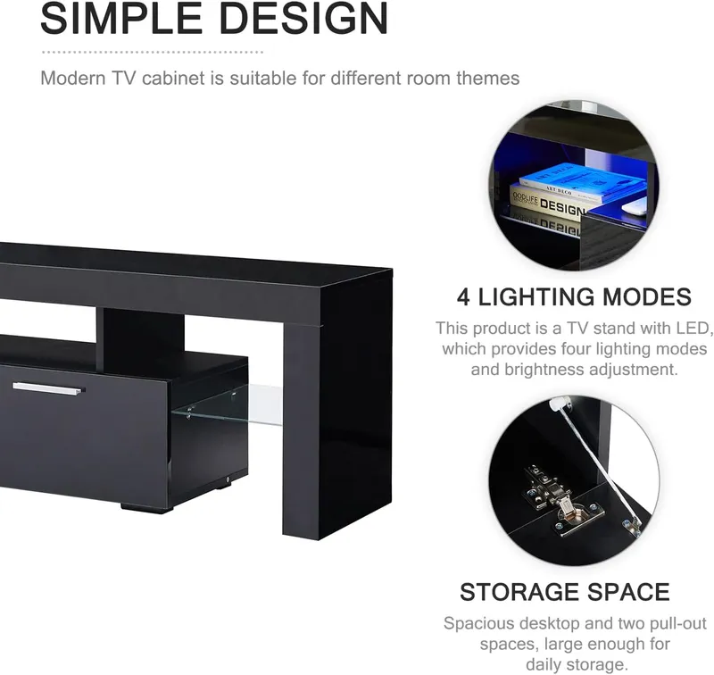 Nrizc Black LED TV Stand