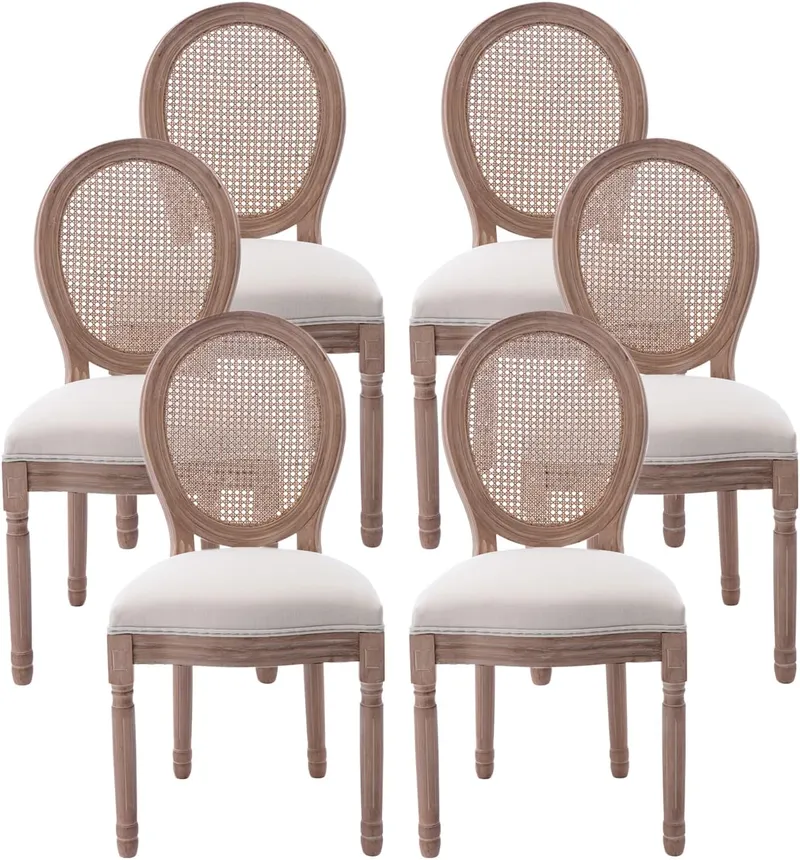 Nrizc Farmhouse Fabric Dining Room Chairs Set of 6