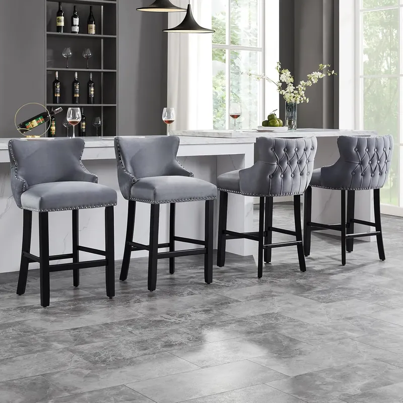 Nrizc Velvet Bar Stools Set of 4